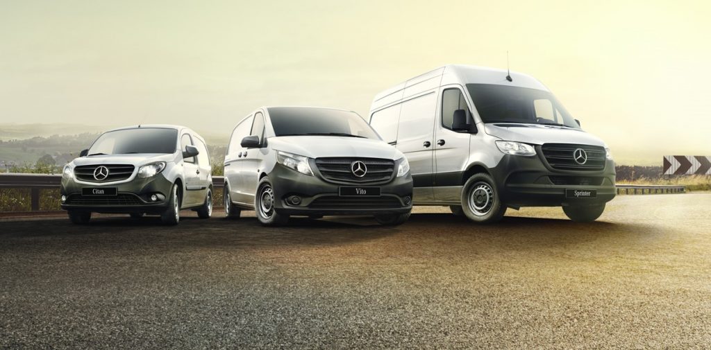 Mercedes Vans lined up