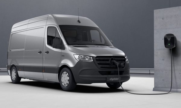 The all-electric Mercedes eSprinter van charging