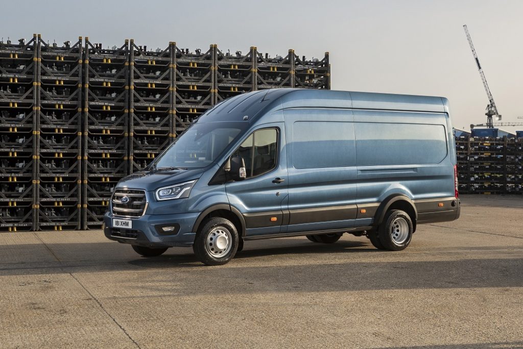 The new Ford Transit 5.0T van in a yard