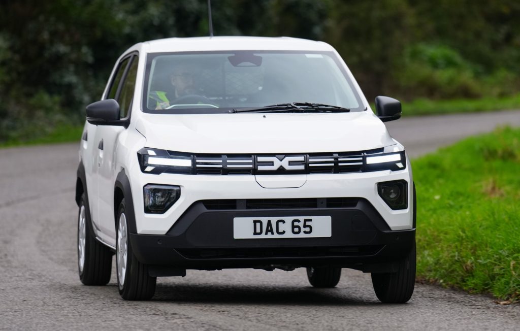 Dacia Spring Cargo electric van being driven on a road